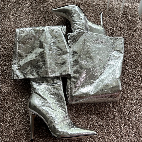 Steve Madden Silver Knee-High Women's Boots - Picture 3 of 3